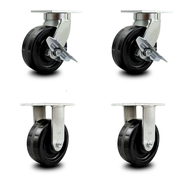 Service Caster 8 Inch Extra Heavy Duty Phenolic Wheel Swivel Caster Brakes 2 Rigid SCC, 2PK SCC-KP92S830-PHR-SLB-2-R-2 - main